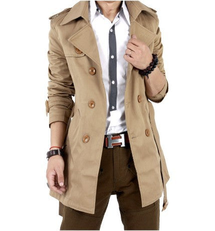 Herren Trendiger Trenchcoat mit doppelter Knopfleiste und praktischen Taschen Drune