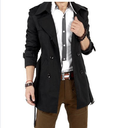 Herren Trendiger Trenchcoat mit doppelter Knopfleiste und praktischen Taschen Drune