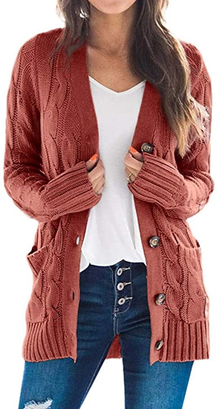 Damen Strickcardigan mit modischem Zopfmuster und praktischen Taschen Drune