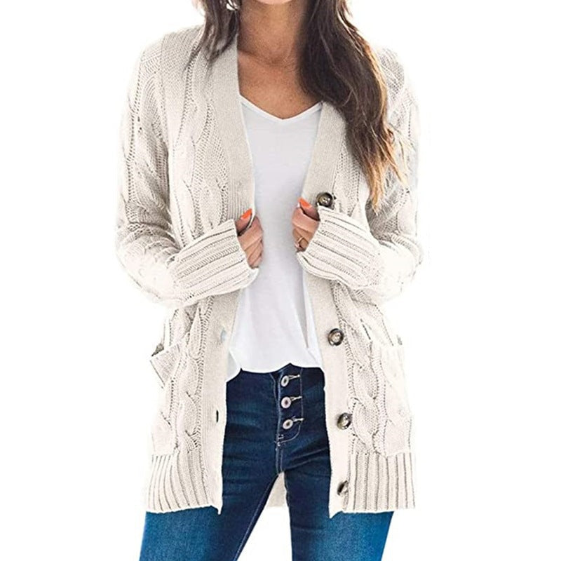 Damen Strickcardigan mit modischem Zopfmuster und praktischen Taschen Drune