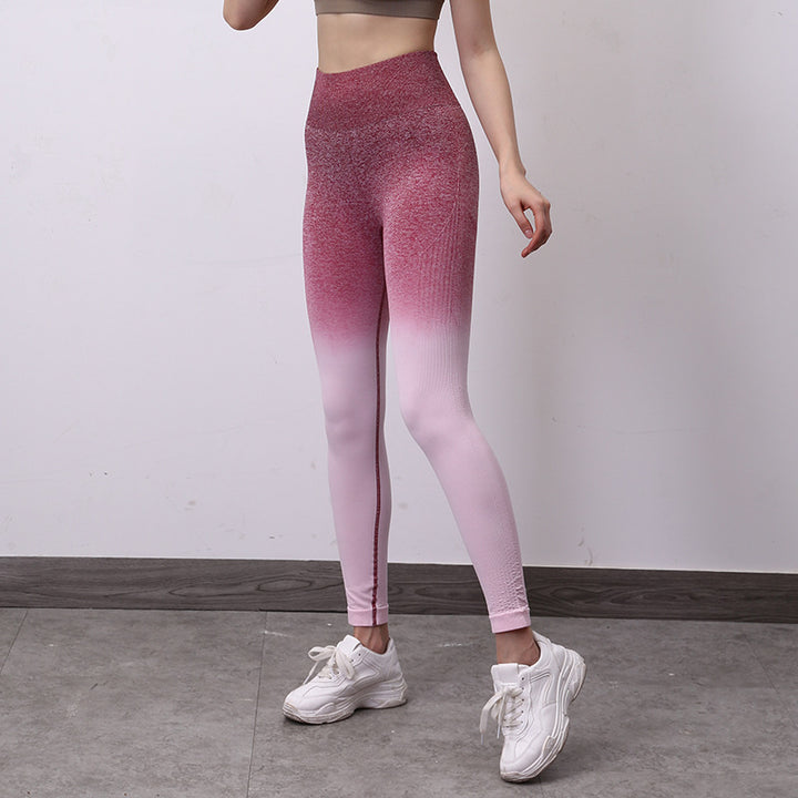 Damen Hochwertige Fitness-Leggings mit innovativem Farbverlauf und hohem Bund Drune