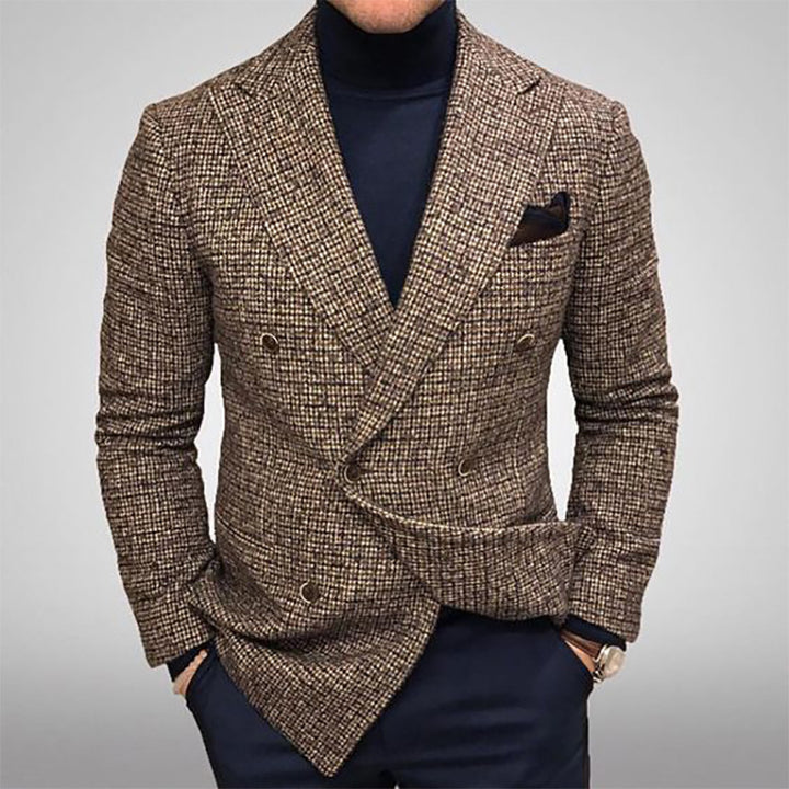 Herren nan doppelreihiger Struktur-Blazer mit schmaler Silhouette und aufgesetzter Brusttasche Drune