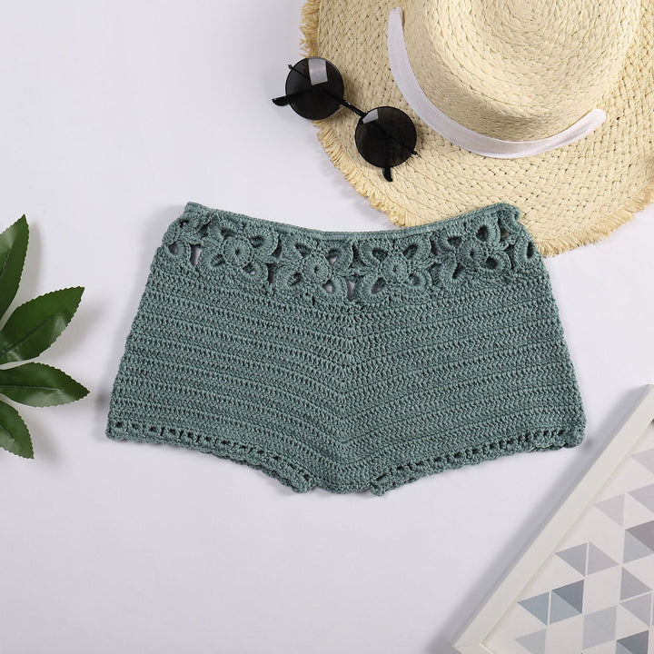Damen Häkel-Shorts mit floralem Bund Drune