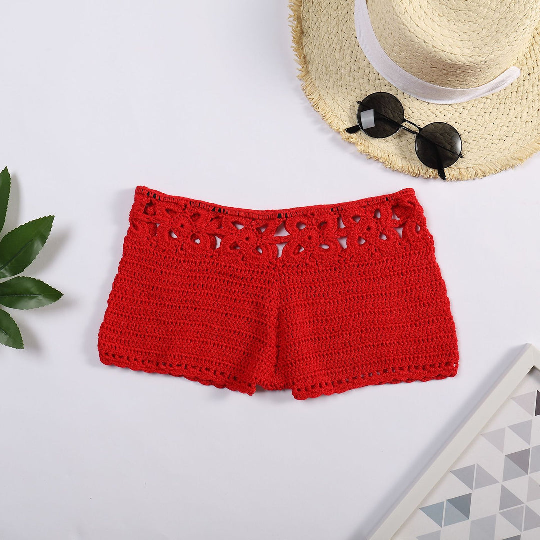 Damen Häkel-Shorts mit floralem Bund Drune