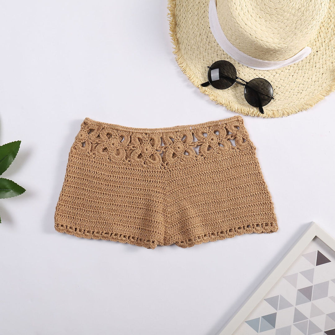 Damen Häkel-Shorts mit floralem Bund Drune