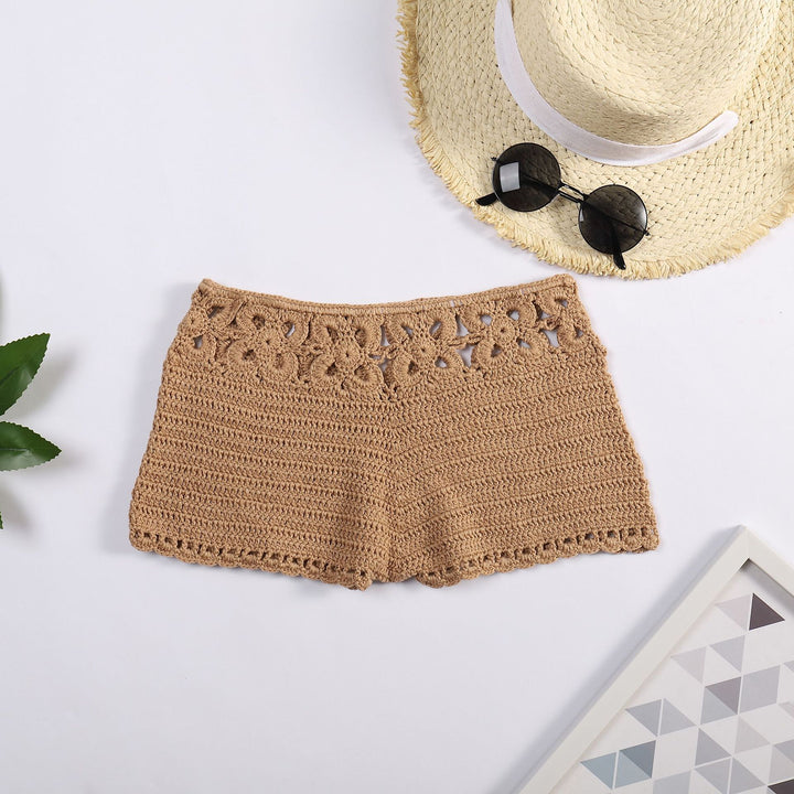 Damen Häkel-Shorts mit floralem Bund Drune