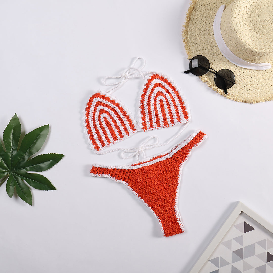 Damen Häkel-Bikini mit kontrastierendem Rand Drune
