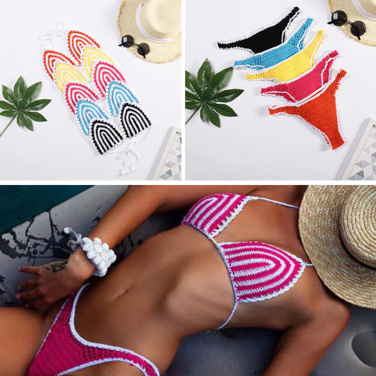 Damen Häkel-Bikini mit kontrastierendem Rand Drune
