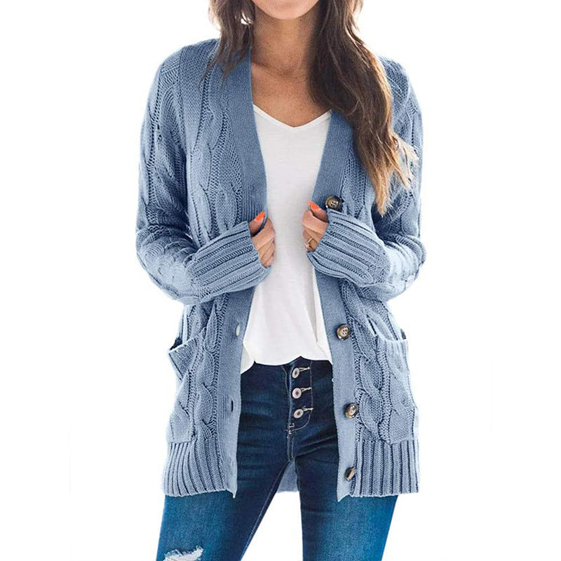 Damen Grobstrick-Cardigan mit praktischen Taschen und Knopfdetail Drune