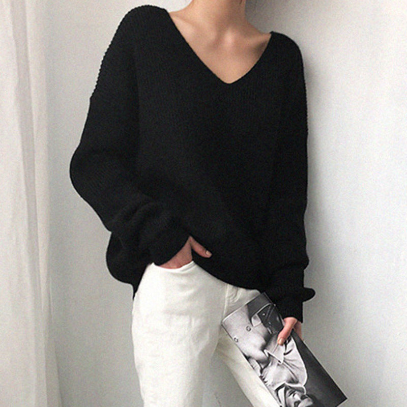 Damen V-Ausschnitt Strickpullover mit strukturierter Oberfläche Drune