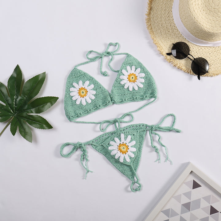 Damen Bikiniset mit floralem Häkelmuster Drune