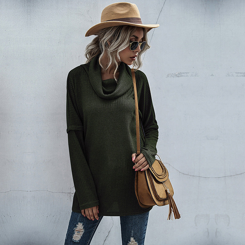 Damen lässiger Pullover mit weitem Kragen und strukturiertem Design Drune