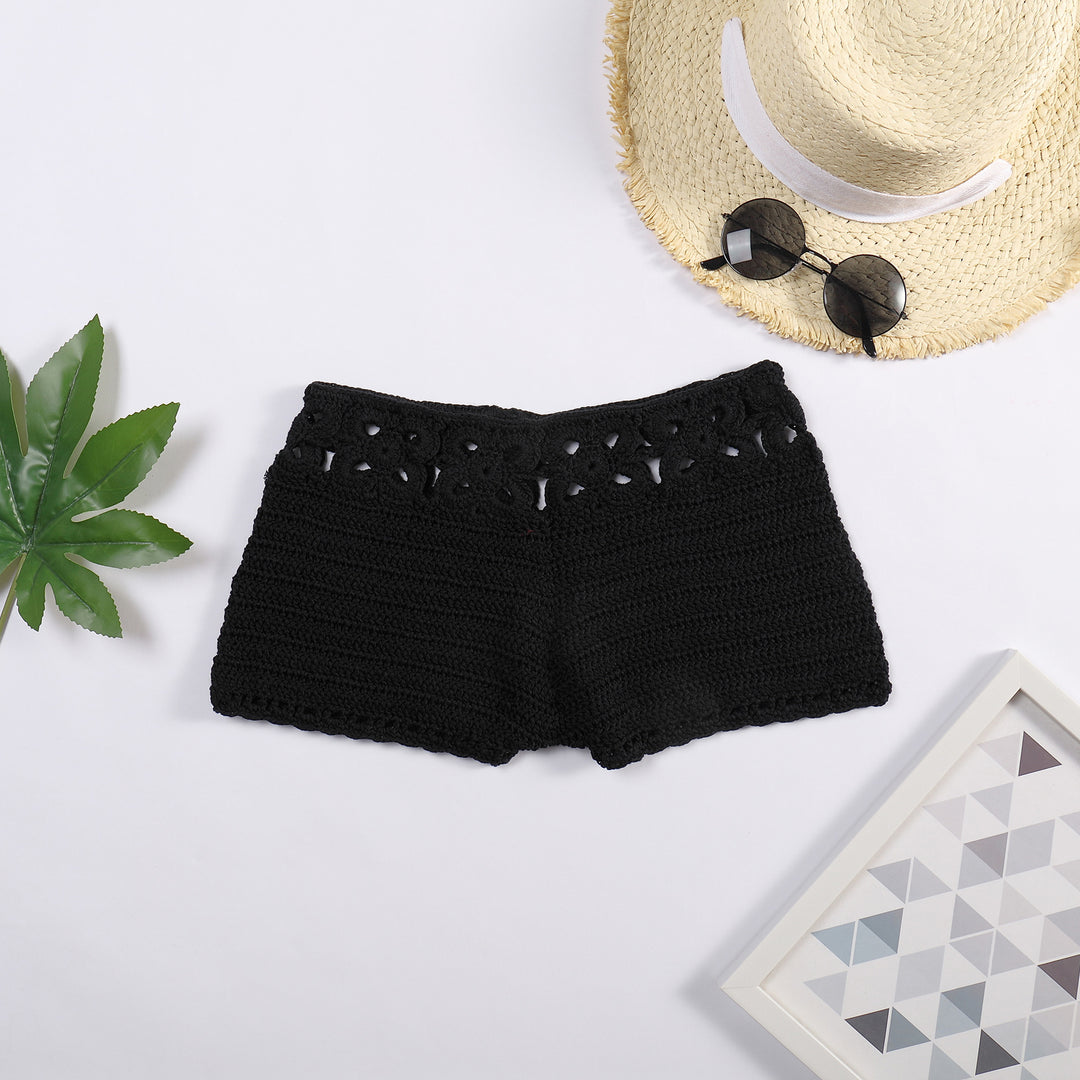 Damen Häkel-Shorts mit floralem Bund Drune