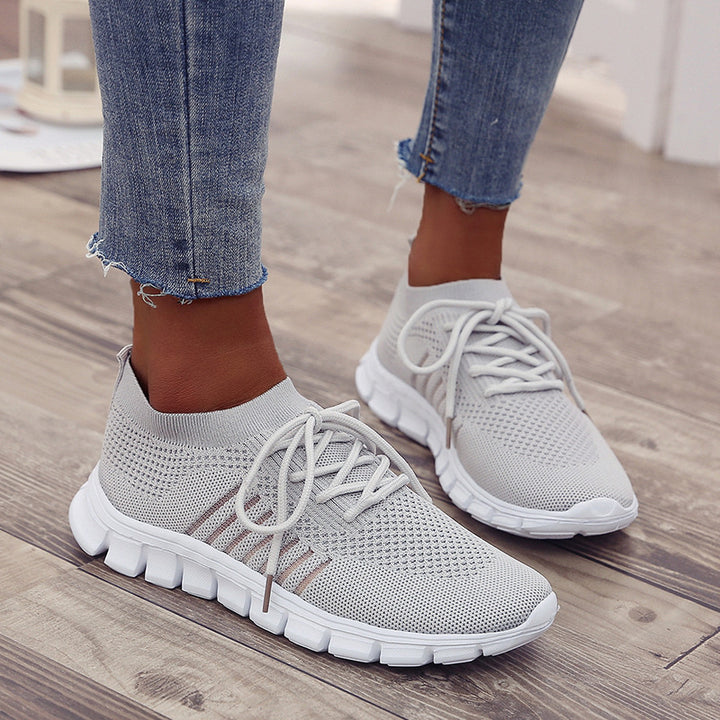 Damen atmungsaktiver Strick-Sneaker mit flexibler Segmentsohle und Komfortfußbett Drune