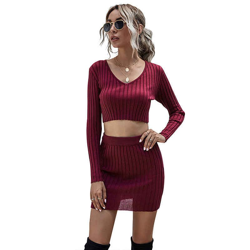 Damen Strickoberteil und Rock Set Drune