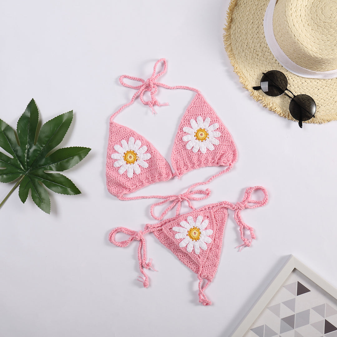 Damen Bikiniset mit floralem Häkelmuster Drune