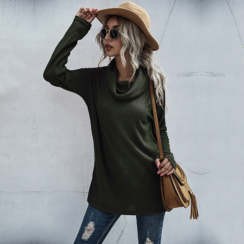 Damen lässiger Pullover mit weitem Kragen und strukturiertem Design Drune