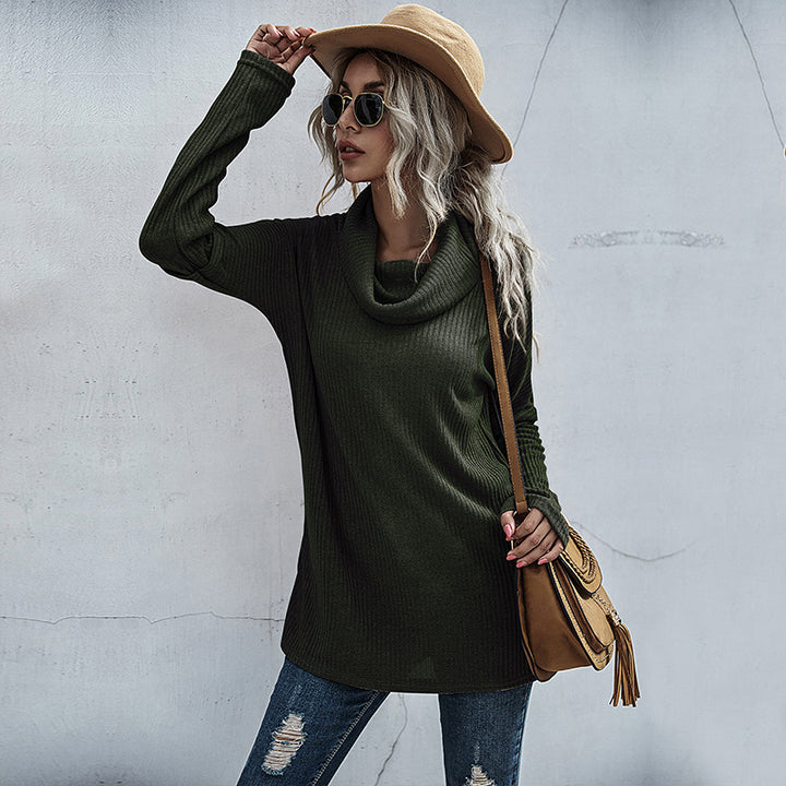 Damen lässiger Pullover mit weitem Kragen und strukturiertem Design Drune