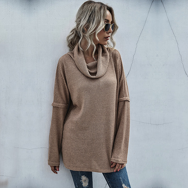 Damen lässiger Pullover mit weitem Kragen und strukturiertem Design Drune
