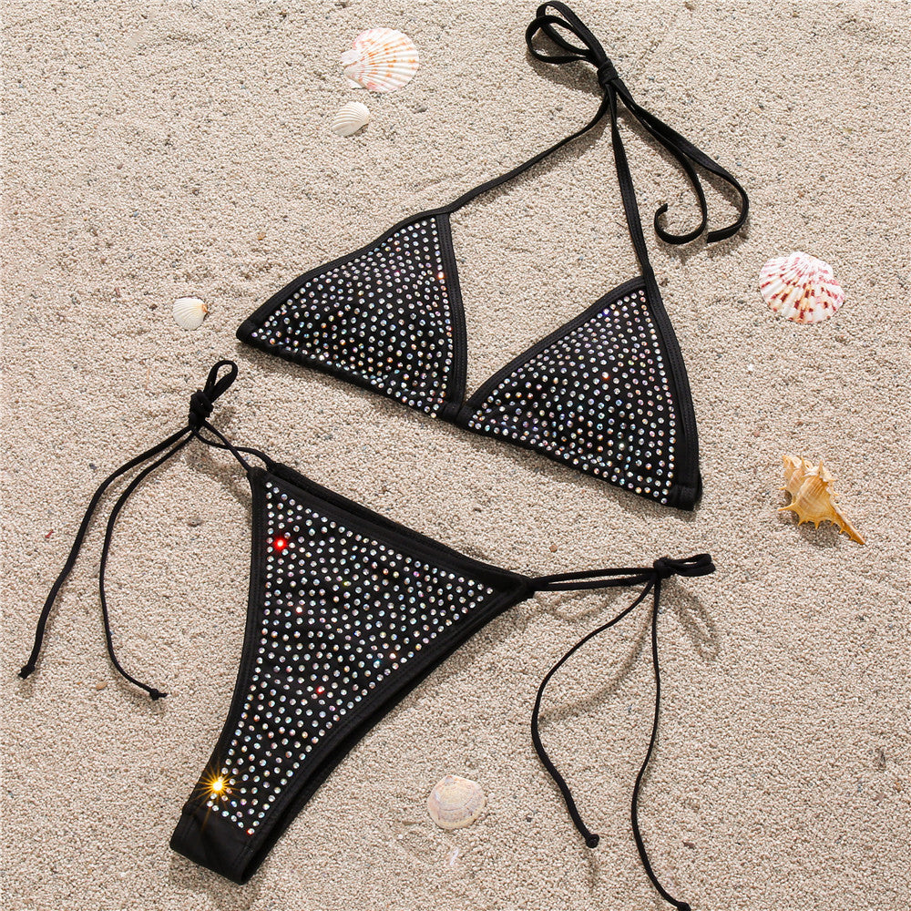 Damen Glitzernder Triangel-Bikini mit Strassdetails Drune