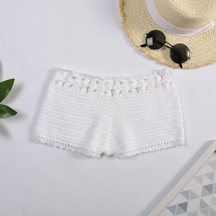 Damen Häkel-Shorts mit floralem Bund Drune