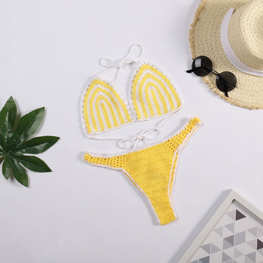 Damen Häkel-Bikini mit kontrastierendem Rand Drune