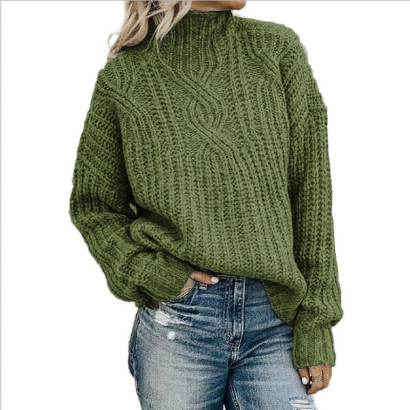 Damen Strickpullover mit hohen Kragen und strukturierter Oberfläche Drune