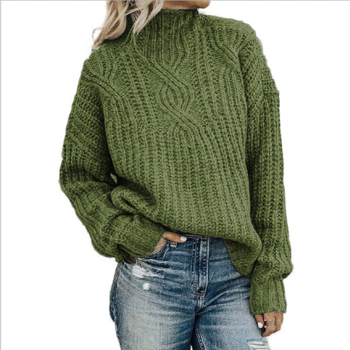 Damen Strickpullover mit hohen Kragen und strukturierter Oberfläche Drune
