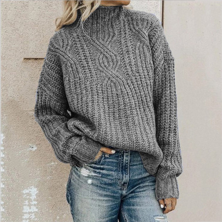 Damen Strickpullover mit hohen Kragen und strukturierter Oberfläche Drune