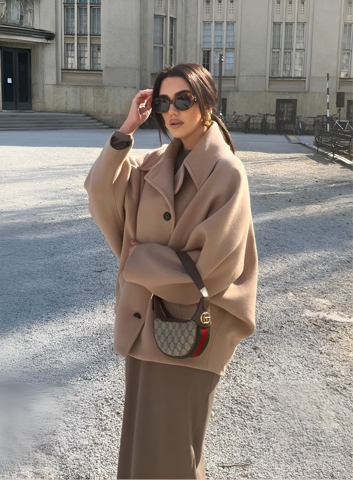 Drune | Elegantes Damen-Cape mit Knöpfen und Wollmischung