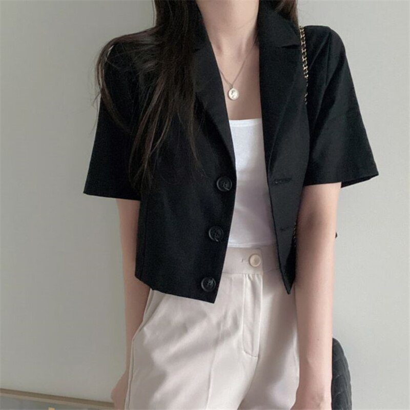 Drune | Blazer mit kurzen Ärmeln - leichter Leinenmix - Sommer Chic - lässige Schichtung