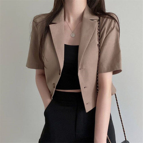 Drune | Blazer mit kurzen Ärmeln - leichter Leinenmix - Sommer Chic - lässige Schichtung