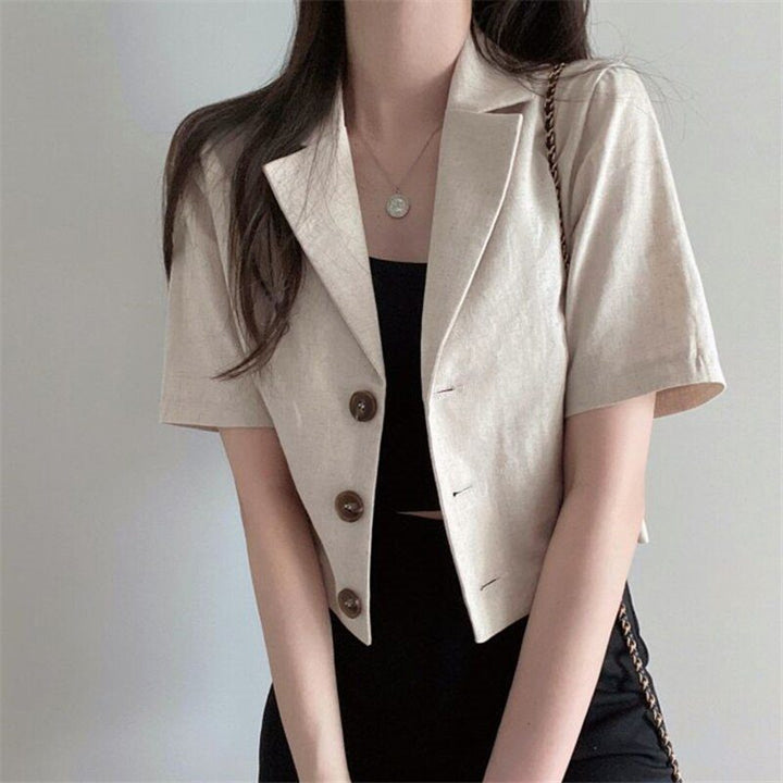 Drune | Blazer mit kurzen Ärmeln - leichter Leinenmix - Sommer Chic - lässige Schichtung