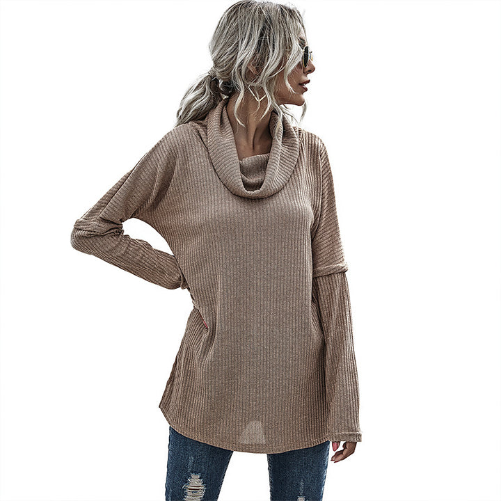 Damen lässiger Pullover mit weitem Kragen und strukturiertem Design Drune