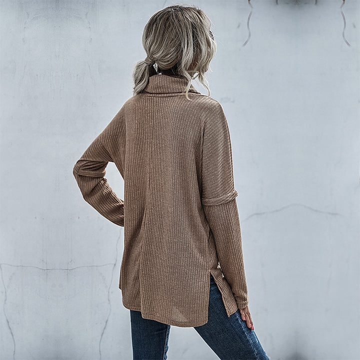 Damen lässiger Pullover mit weitem Kragen und strukturiertem Design Drune