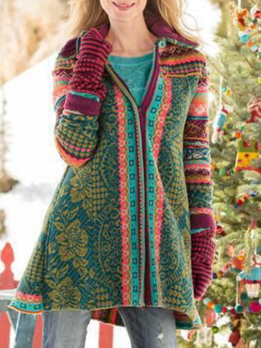 Damen Kuschelige Wolljacke mit trendigem Muster und Komfortdetails Drune