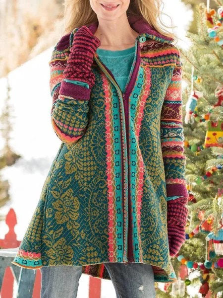 Damen Kuschelige Wolljacke mit trendigem Muster und Komfortdetails Drune