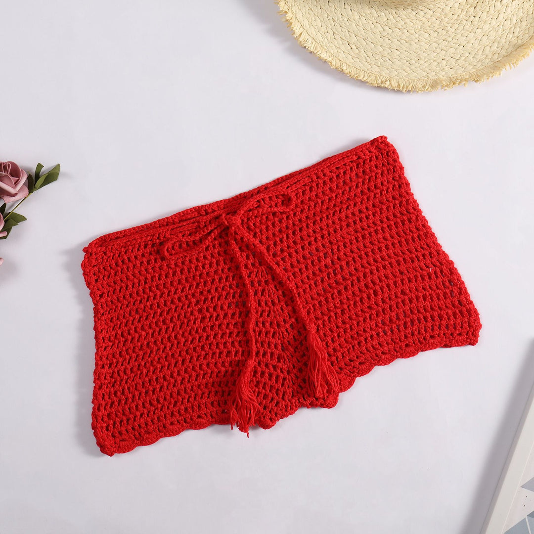 Damen Häkelshorts mit dekorativen Quasten und verstellbarem Bund Drune