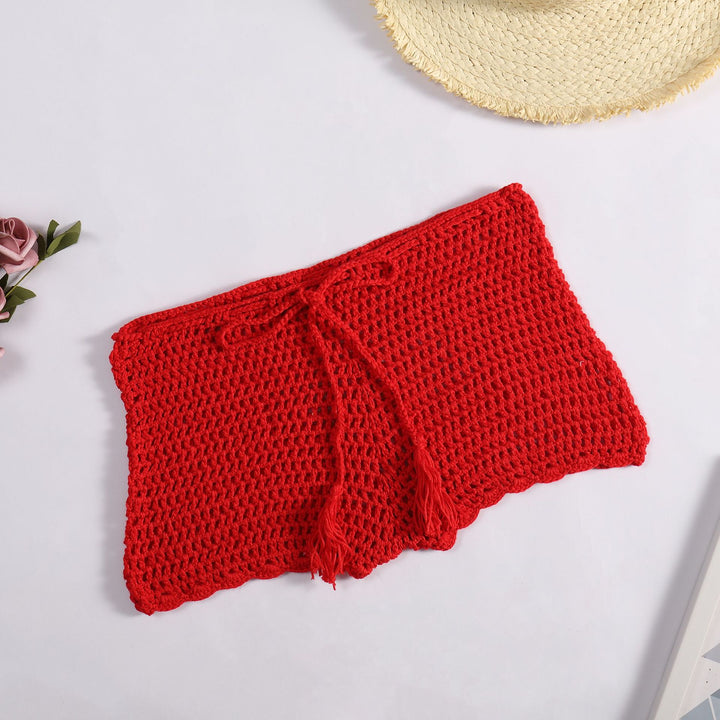 Damen Häkelshorts mit dekorativen Quasten und verstellbarem Bund Drune