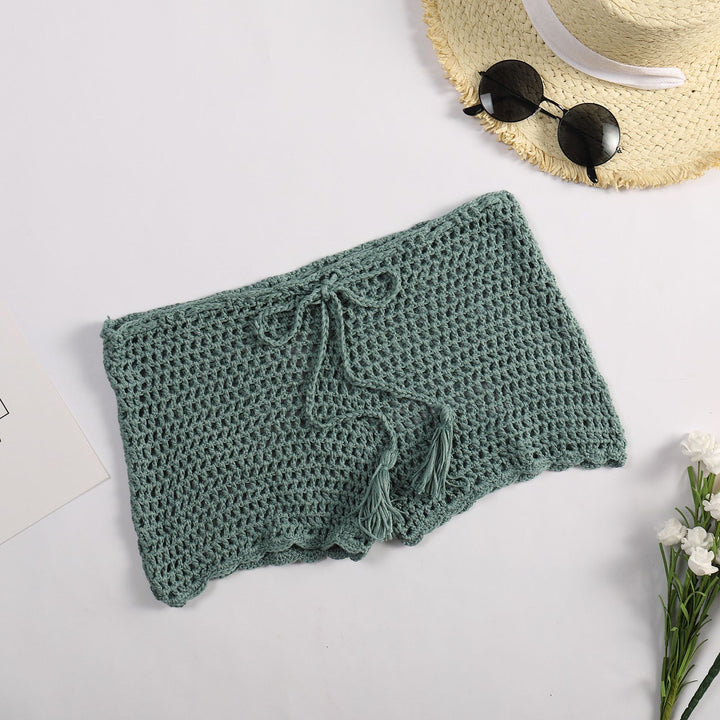Damen Häkelshorts mit dekorativen Quasten und verstellbarem Bund Drune
