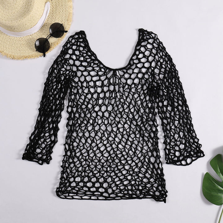 Damen luftiger Häkel-Poncho mit weitem Schnitt Drune