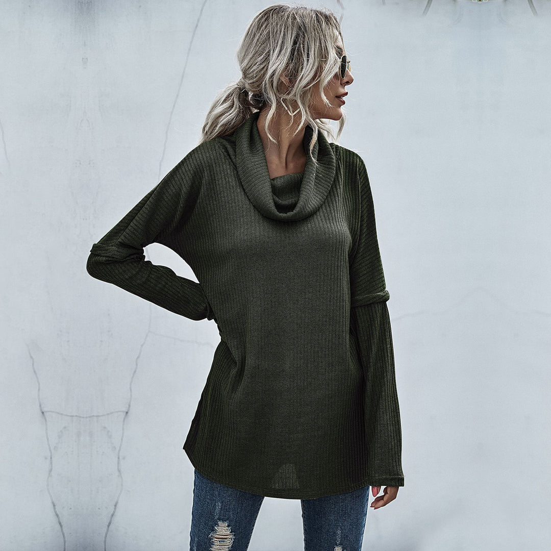 Damen lässiger Pullover mit weitem Kragen und strukturiertem Design Drune