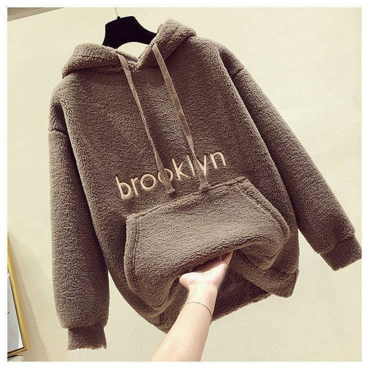Damen Kuscheliger Fleece Hoodie mit Kängurutasche Drune