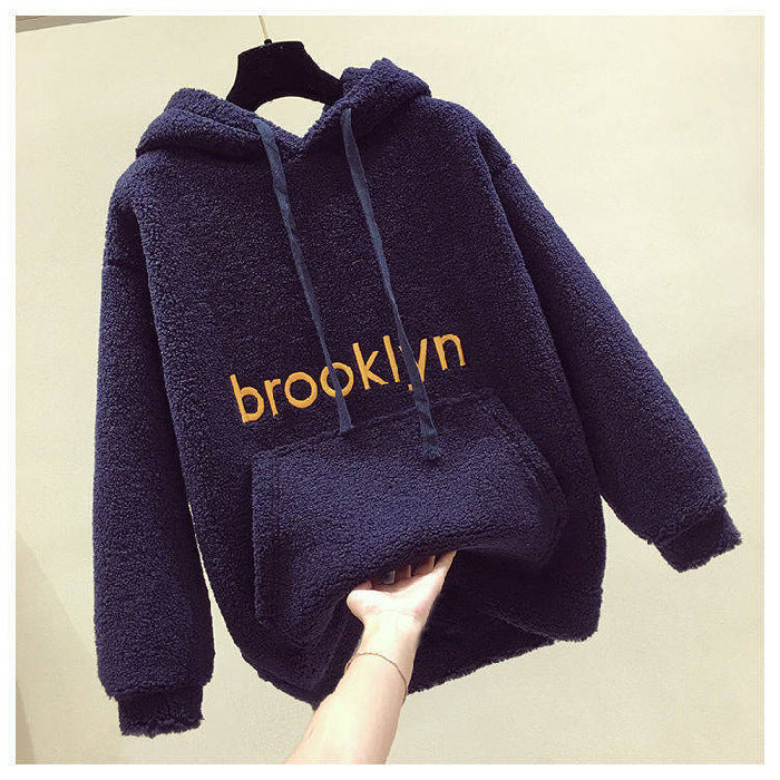Damen Kuscheliger Fleece Hoodie mit Kängurutasche Drune