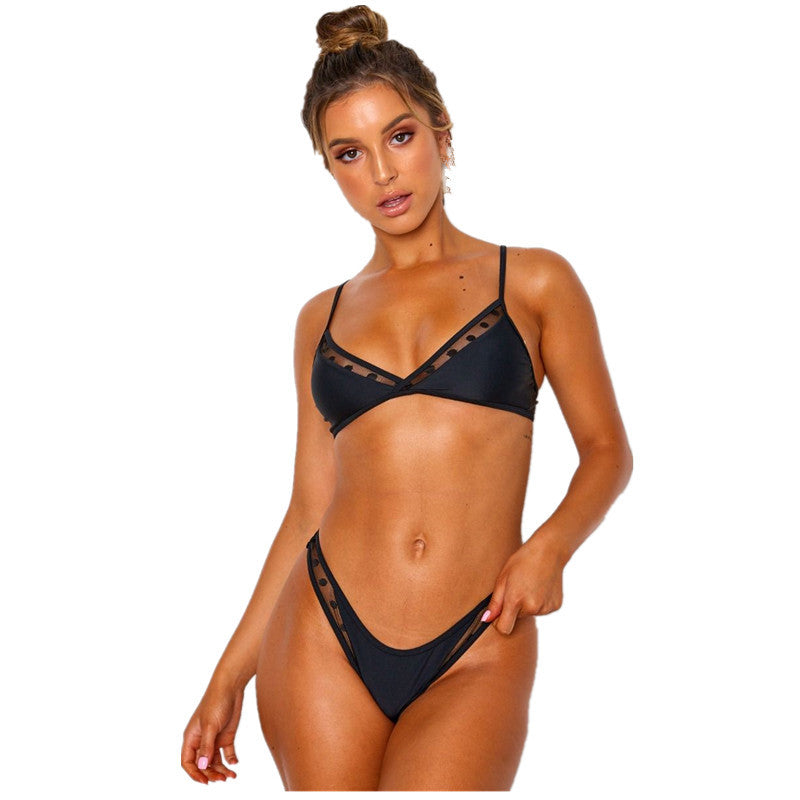 Damen Triangel-Bikini mit transparenten Einsätzen und verstellbaren Trägern Drune