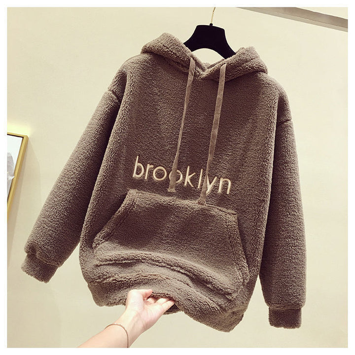 Damen Kuscheliger Fleece Hoodie mit Kängurutasche Drune