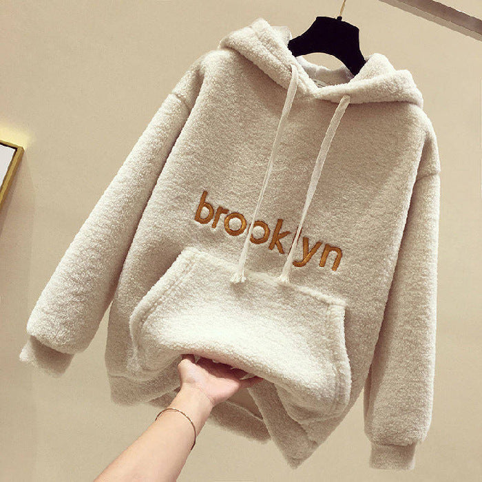 Damen Kuscheliger Fleece Hoodie mit Kängurutasche Drune