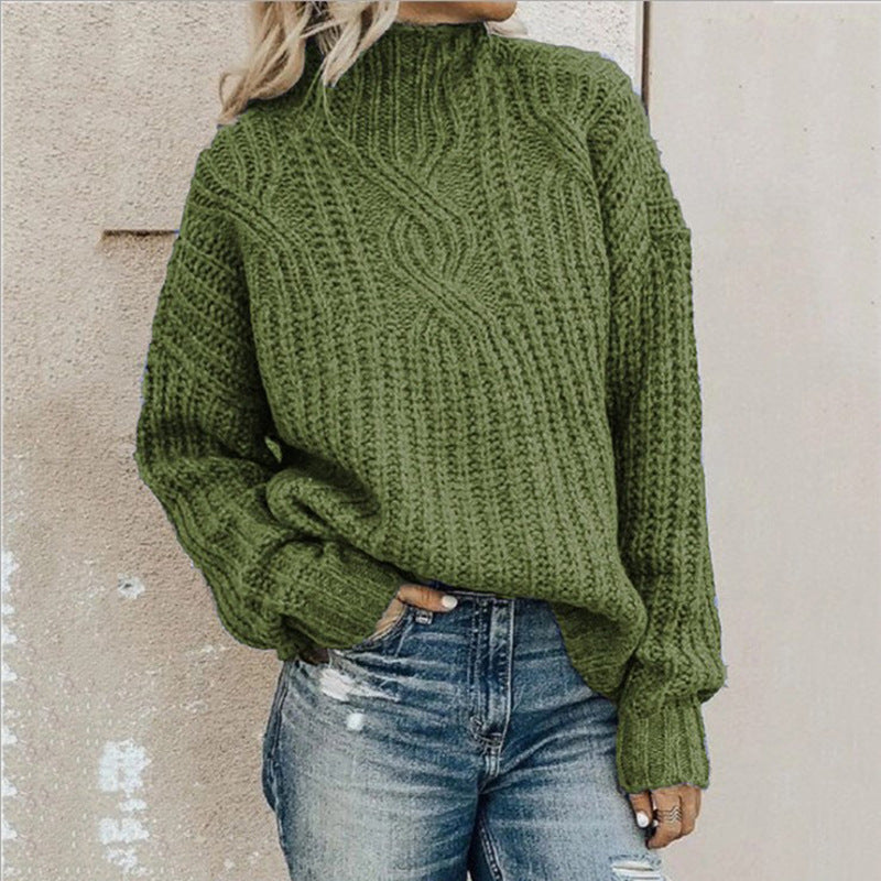 Damen Strickpullover mit hohen Kragen und strukturierter Oberfläche Drune