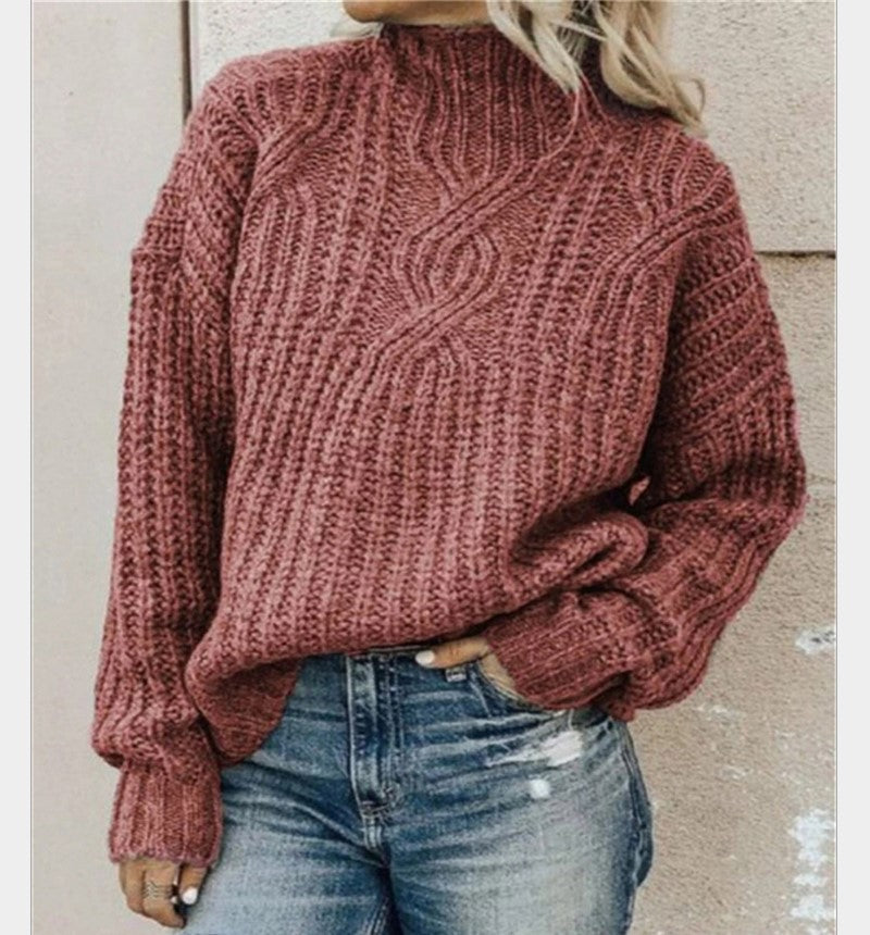 Damen Strickpullover mit hohen Kragen und strukturierter Oberfläche Drune