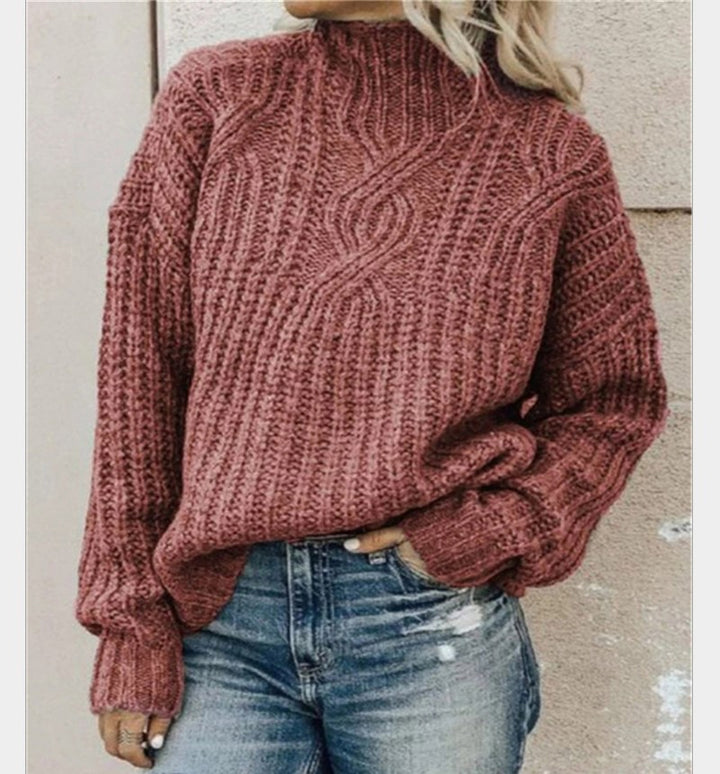 Damen Strickpullover mit hohen Kragen und strukturierter Oberfläche Drune